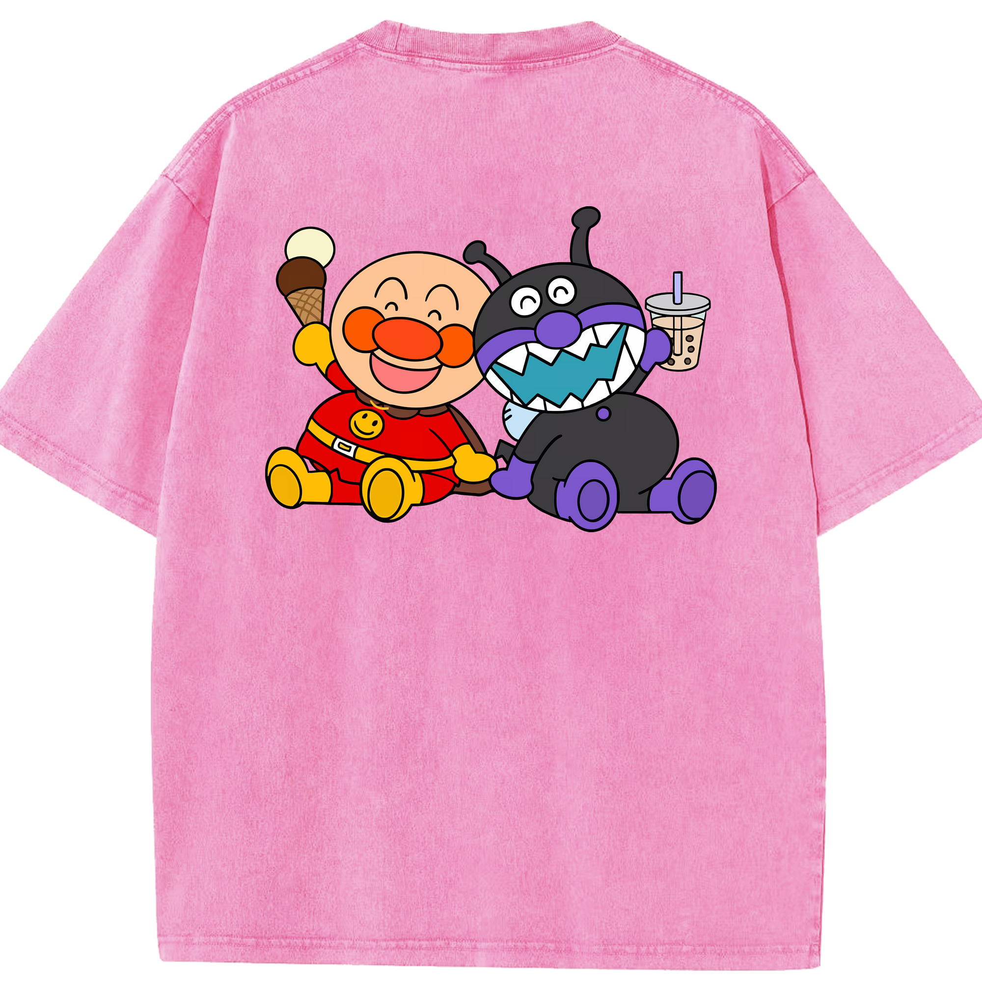 （画像用） アンパンマン Anpanman 綿100% ヴィンテージ風 半袖Tシャツ（背面プリント）